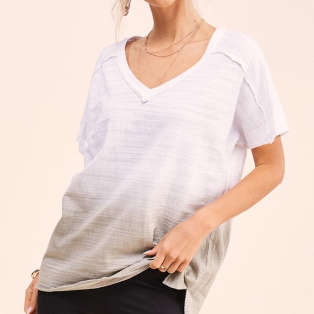 Peony White Dip-Dye Top